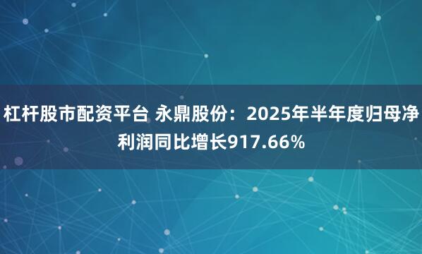 杠杆股市配资平台 永鼎股份：2025年半年度归母净利润同比增长917.66%